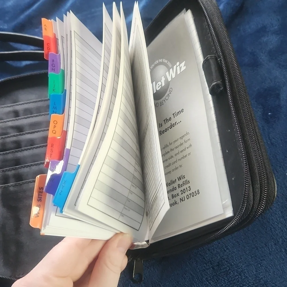 Vintage Black Wallet Planner with Wristlet